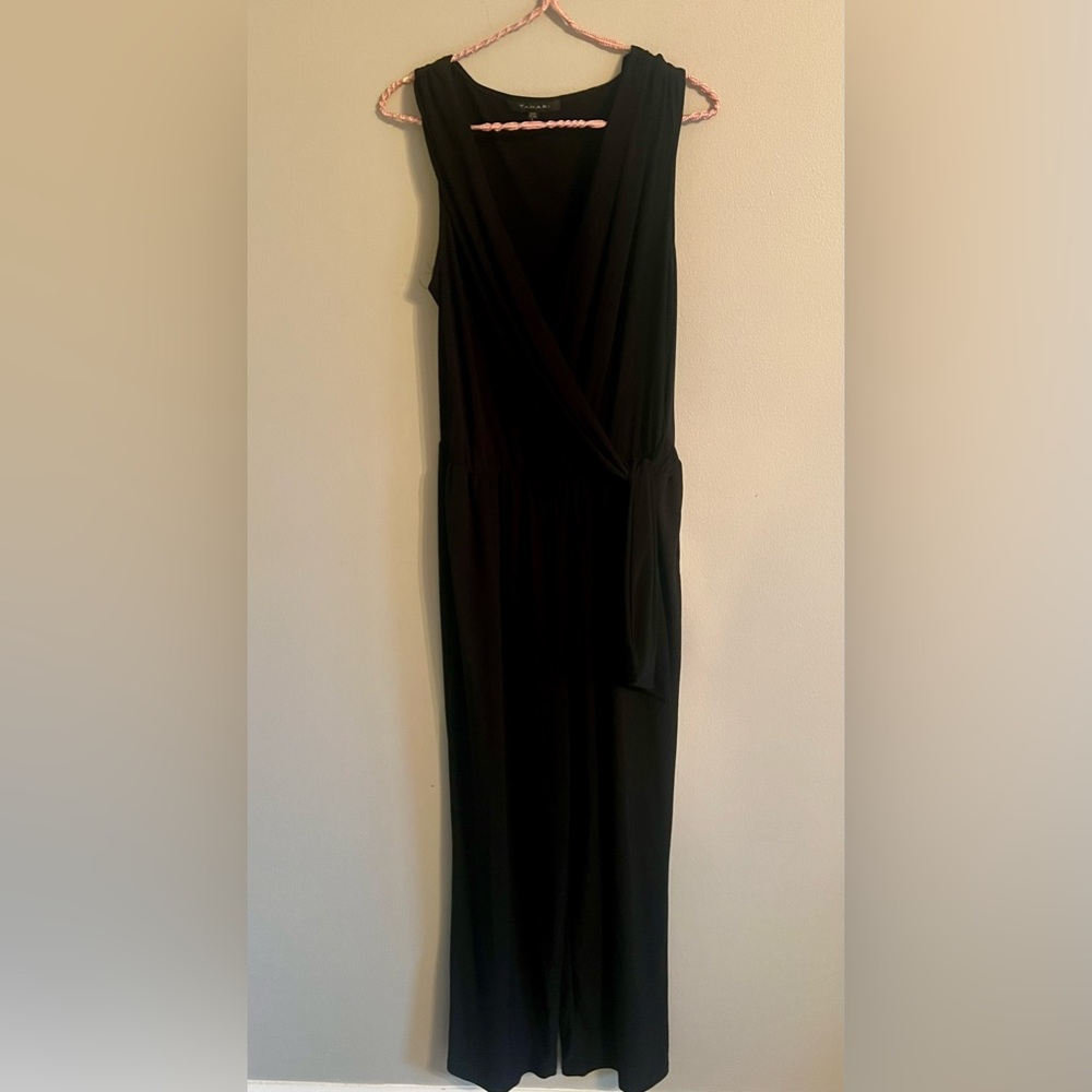 Tahari Jersey Sleeveless Wrap Jumpsuit Large